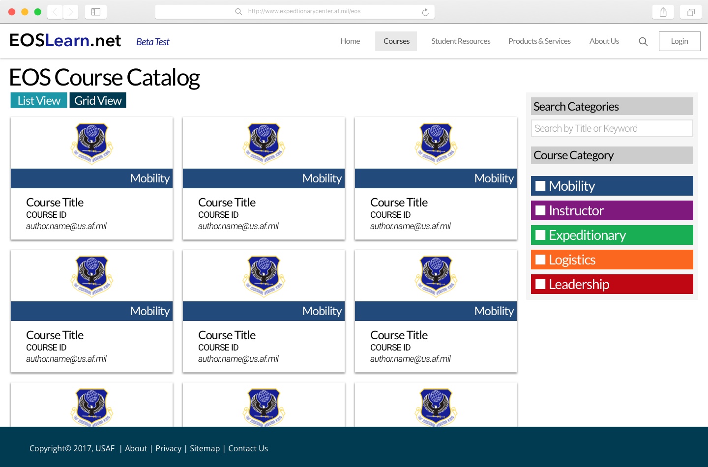  EOS Course Grid 